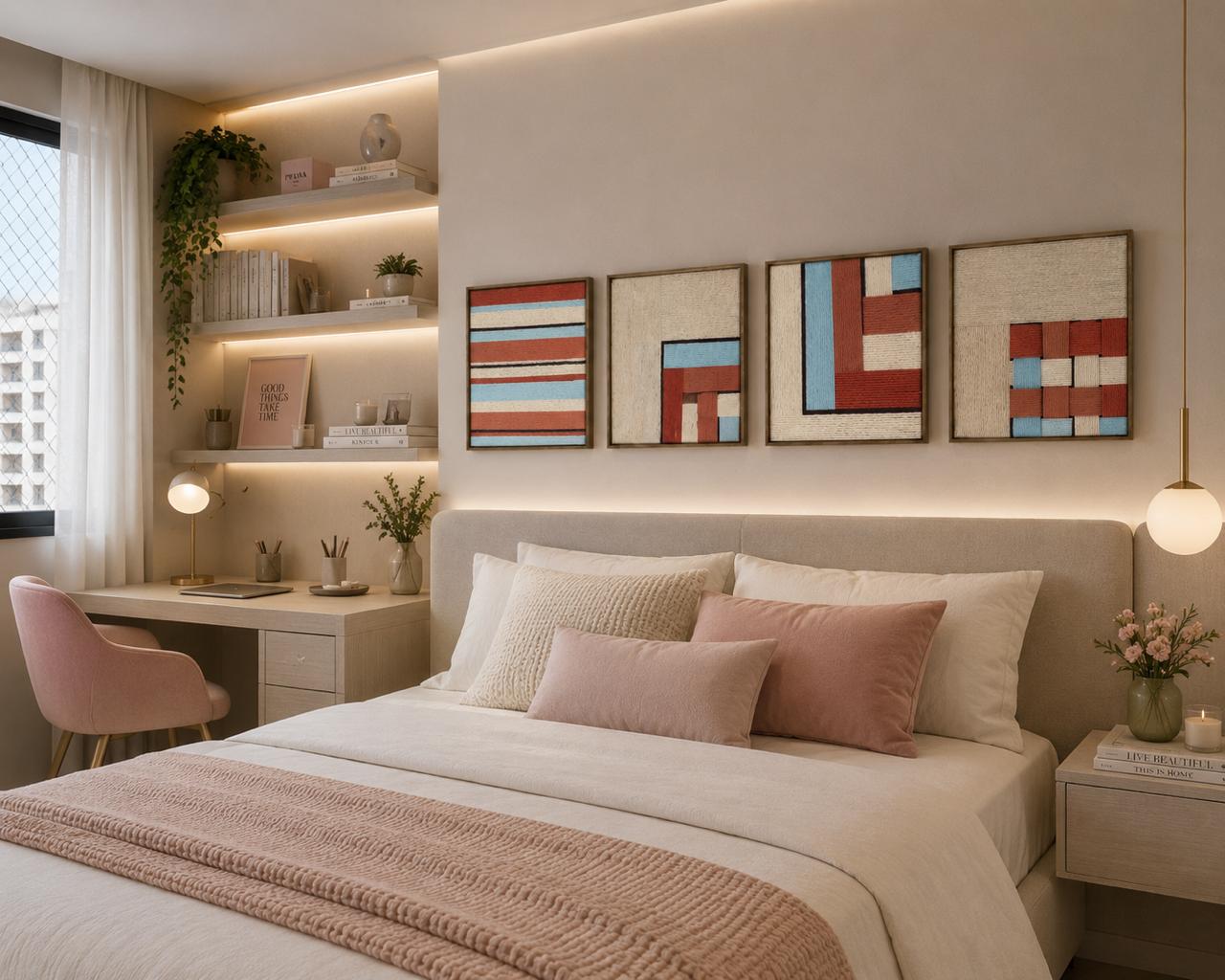 Quarto · série de quadros em composição geométrica